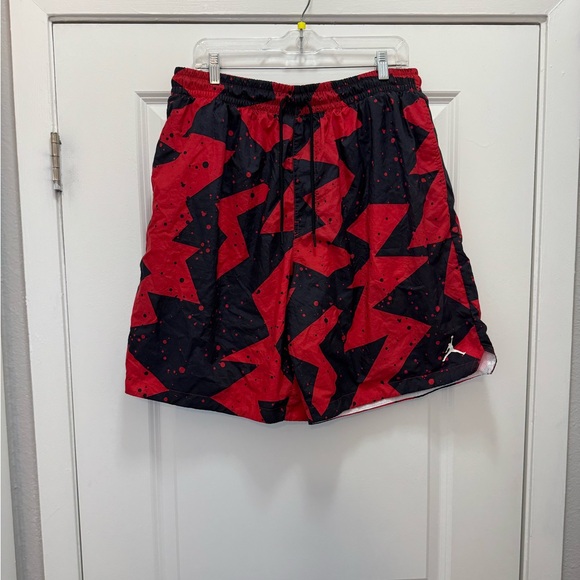 Nike Air Jordan 9" Poolside Swim Shorts  Red Black - Picture 1 of 10